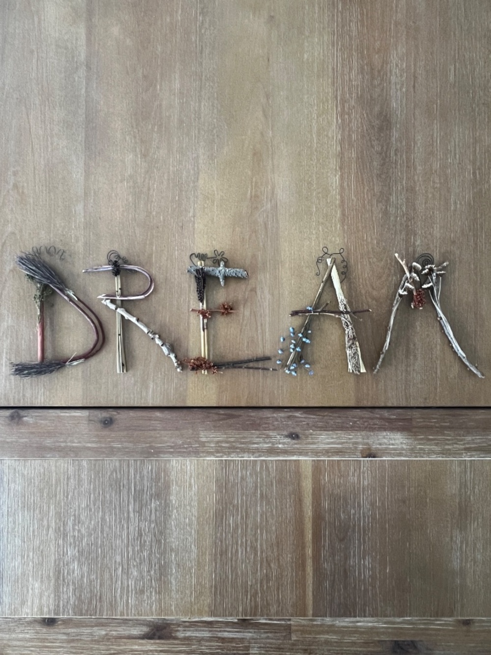 “DREAM" Twig Letter Wall Art Natural Wood Botanical Decor Handmade by Copper Ewe
